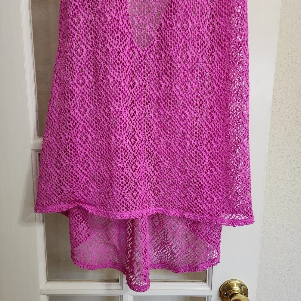 OP Ocean Pacific Crochet Swim Cover Up Dress Smooth Lilac XL 15-17